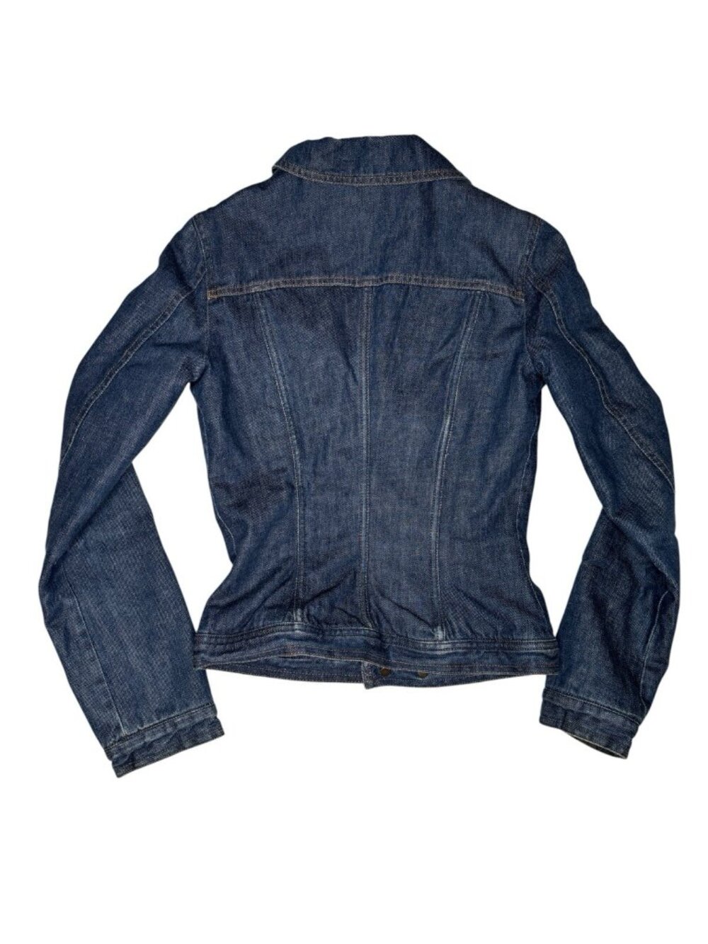 D&G Dolce & Gabbana XS Vintage Y2K Denim Jacket Tiger Stripe Lining Zip Pockets - Picture 7 of 11